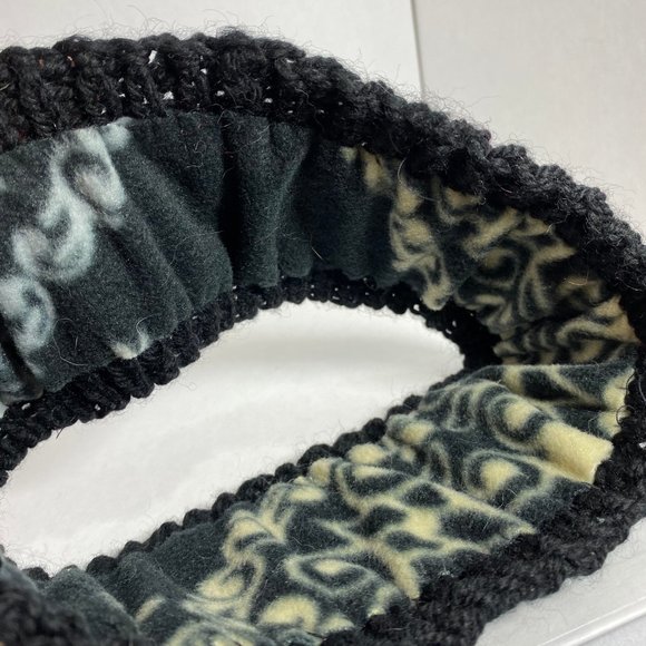 Hand knit wool ear wrap fleece lined OS - Picture 2 of 2